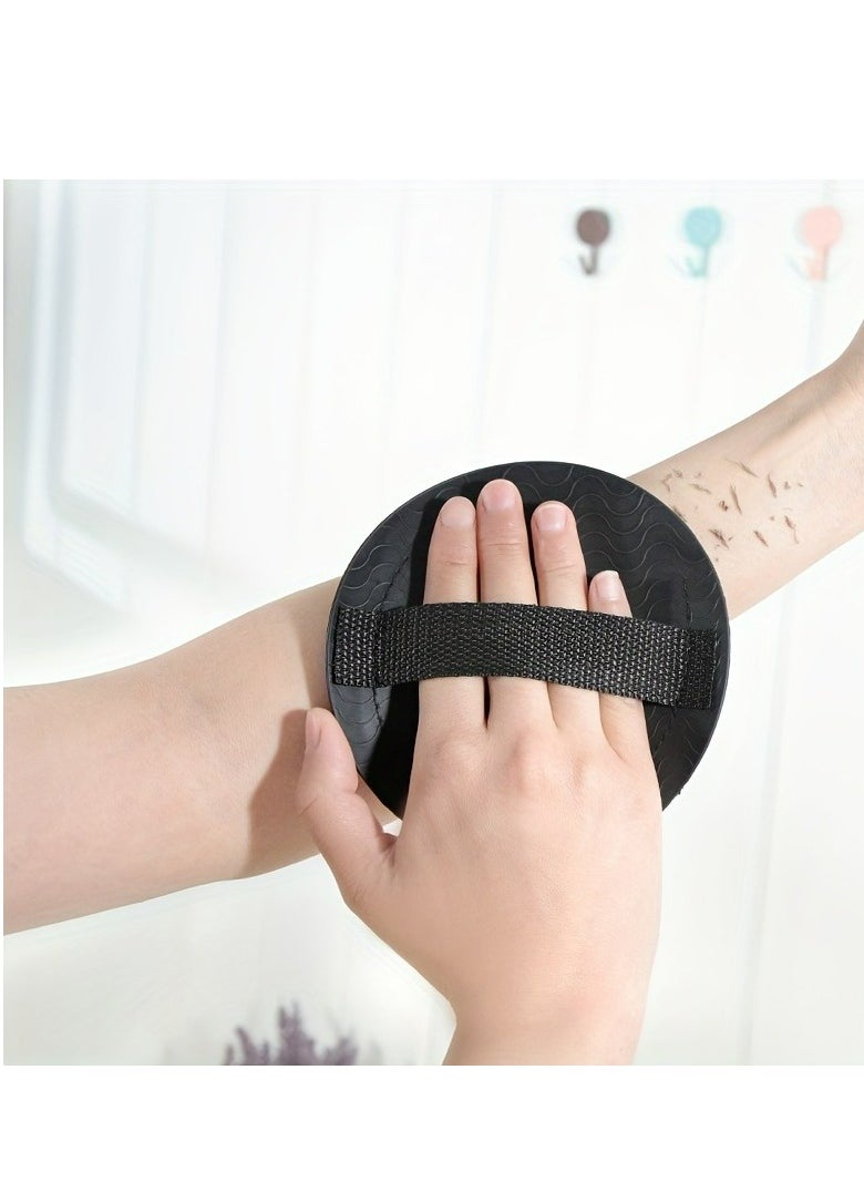 Generic 1pc Black Exfoliating Bath Towel, Pain-free Round Disc Body Scrub Towel For Deep Skin Exfoliation, Unisex Shower Scrubber Accessory For Home Bathroom Use  - Image 1