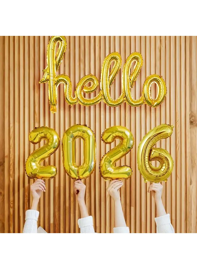 5pcs Silvery New Year Foil Balloon Set With 2026 Numbers And Base - Image 5