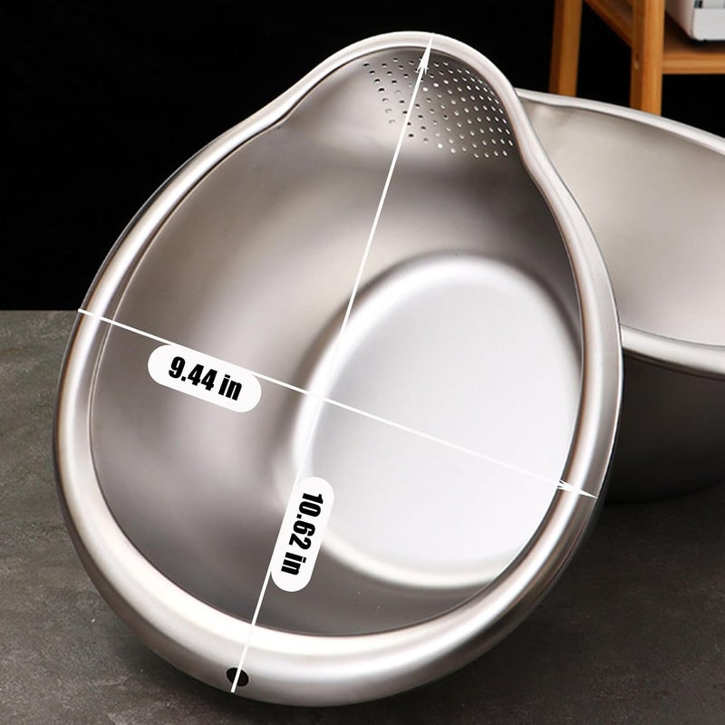 DOPMEP Rice Washing Bowl with Strainer Small Quinoa Washer Bowl Stainless Steel Side Drainers Colander for Cleaning Fruits Vegetables and Beans Versatile Kitchen Tool - Image 5