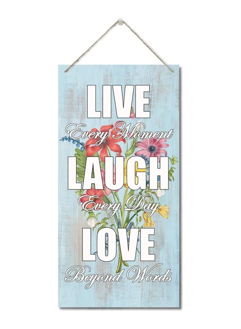 Wooden Sign, Live Every Moment, Laugh Every Day, Love, Cheerful Encouraging Phrases, for Home Decoration and Hanging in the Office and School - Image 1