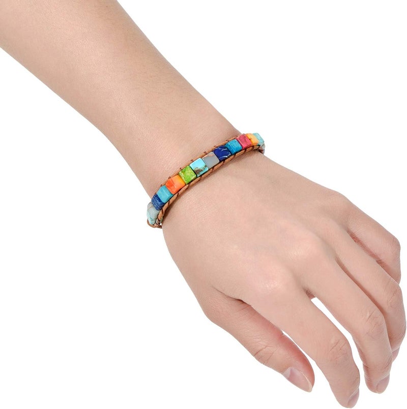 sedmart 7 Chakra Bracelets for Women with Real Stones Leather Wrap Healing Bead Bracelet Women Men Boho Friendship Jewelry - Image 2