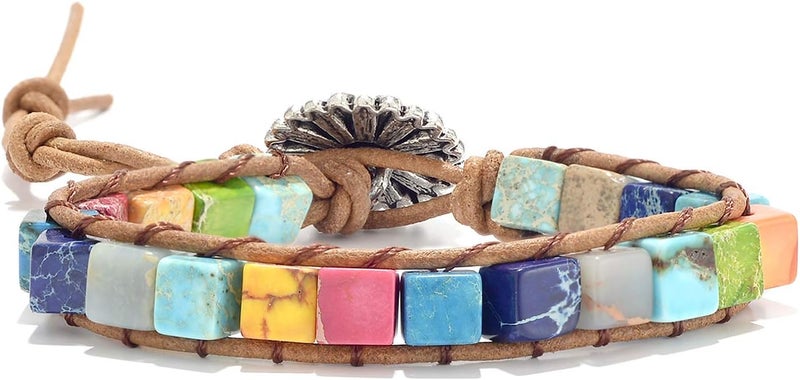 sedmart 7 Chakra Bracelets for Women with Real Stones Leather Wrap Healing Bead Bracelet Women Men Boho Friendship Jewelry - Image 3