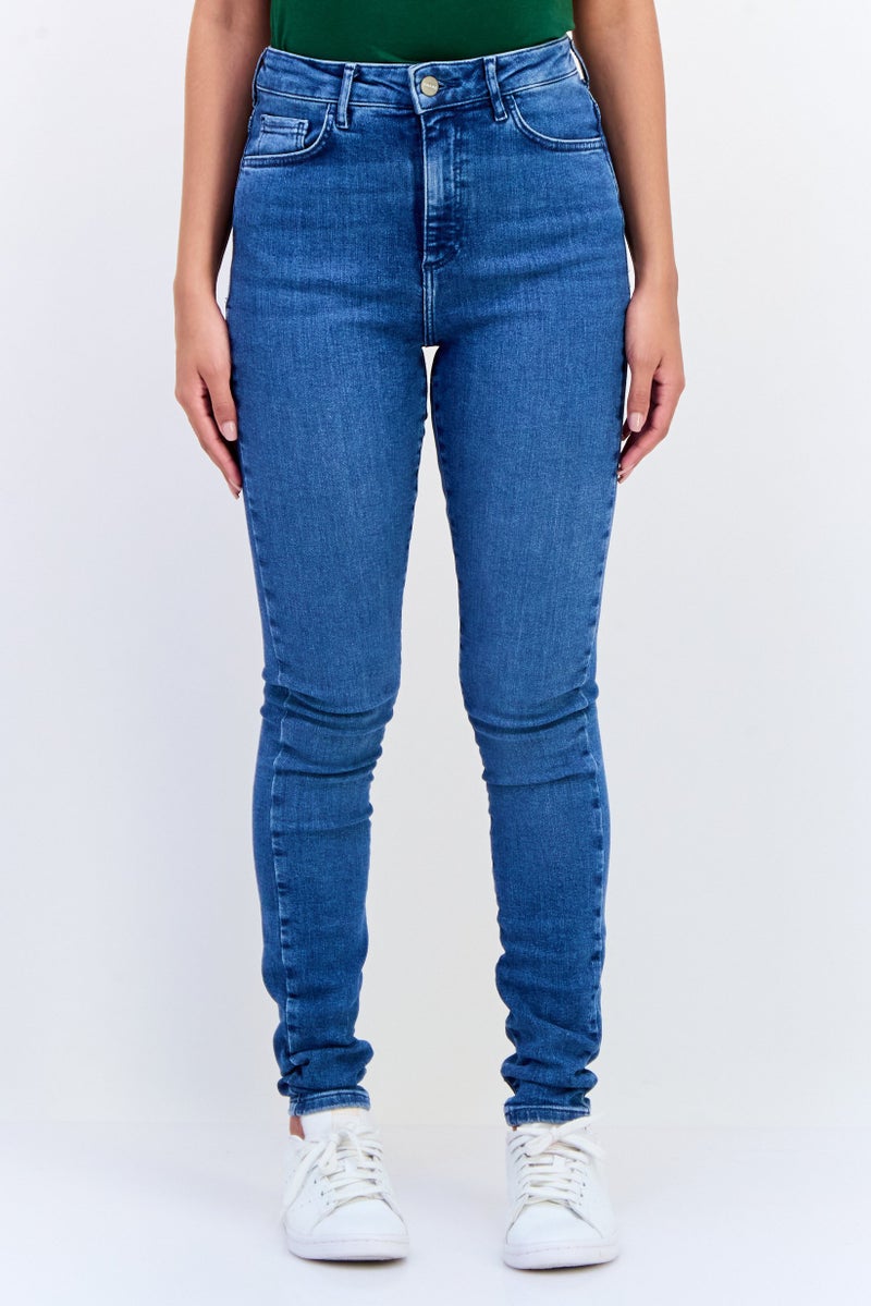 VERO MODA Women Skinny Fit High Rise Stretchable Jeans, Medium Blue  - Image 1