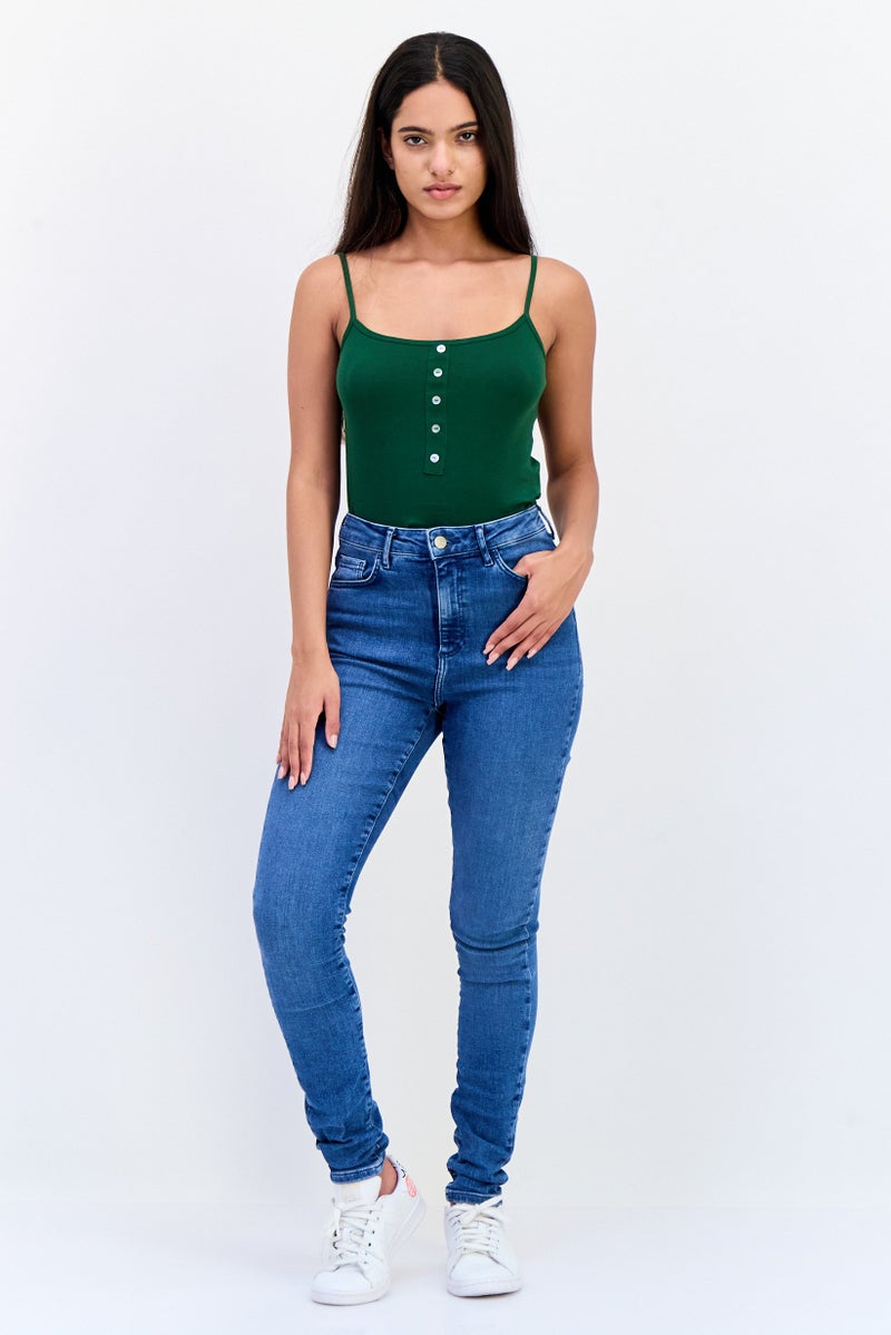 VERO MODA Women Skinny Fit High Rise Stretchable Jeans, Medium Blue - Image 2