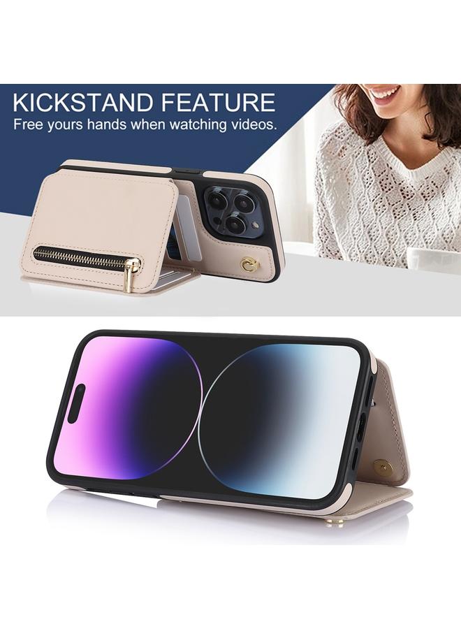 اس-توب جراب هاتف iPhone 12 Pro Max YM006 جراب هاتف بسحاب وحقيبة بطاقات مع حبل مزدوج - Image 4