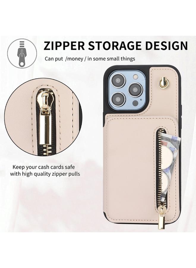 اس-توب جراب هاتف iPhone 12 Pro Max YM006 جراب هاتف بسحاب وحقيبة بطاقات مع حبل مزدوج - Image 5