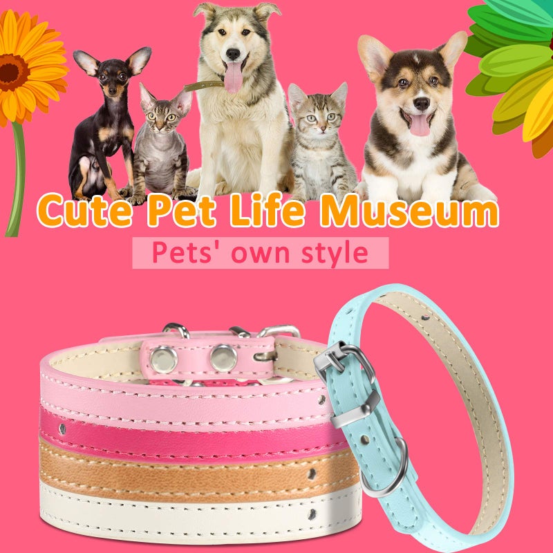 Weewooday 16 Pieces PU Puppy Cat Collar Leather Adjustable Kitten Big Cat Collar Small Pet Collars Colorful Safety Puppy Identification Collar for Small Dogs Cats, 16 Colors and 6-9 Inch - Image 5