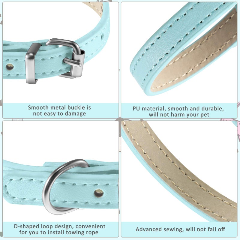 Weewooday 16 Pieces PU Puppy Cat Collar Leather Adjustable Kitten Big Cat Collar Small Pet Collars Colorful Safety Puppy Identification Collar for Small Dogs Cats, 16 Colors and 6-9 Inch - Image 4