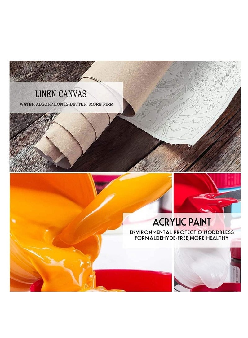 SYOSI لوحة أزهار باللون رقمياً للبالغين، مجموعة رسم باللون رقمياً للمبتدئين على قماش الرسم مع فراشي وأصباغ أكريليك هدايا فنية وحرفية 16"x20" (بدون إطار) - Image 3