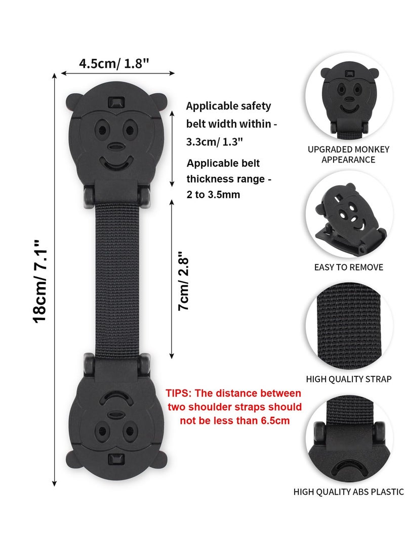 Bebiland 2 PCS Anti-Slip Chest Harness Clip, Baby Safety Strap Prevent Children, Kids Taking Their Arms out of Child Car Seat, High Chairs, Strollers, Baby Reins (Monkey)  - Image 2
