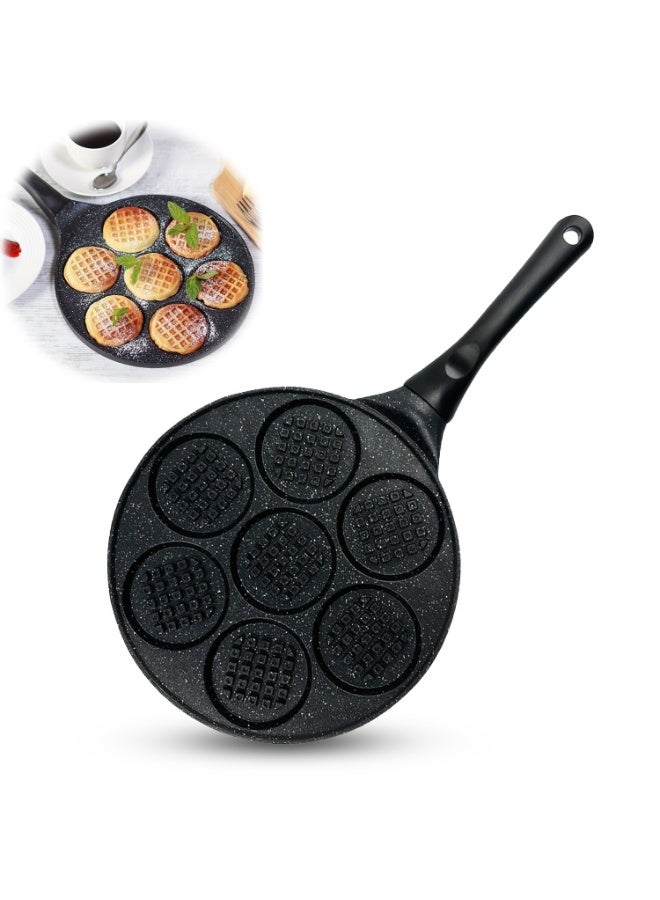 فطائرة الفطائرة غير اللاصقة والوافل - 7 ثقب صب الألومنيوم فطور سكيلت مع طلاء غير لاصق ، حتى توزيع الحرارة ، وتصميم نظيف سهل - مثالي للوجبات العائلية ، والاستخدام التجاري ، والطهي السريع للفطائرة 3 بوصة - Image 1