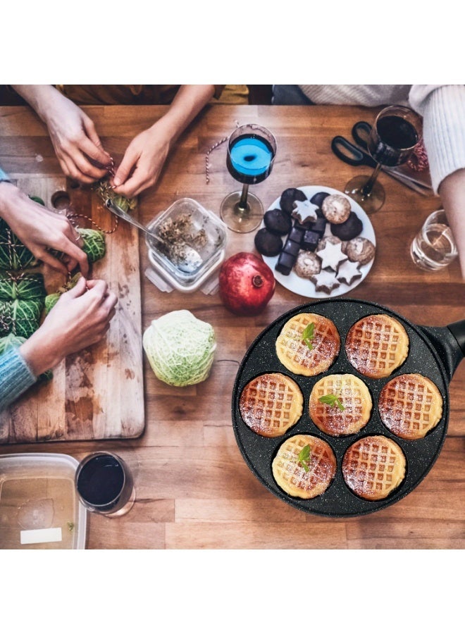 فطائرة الفطائرة غير اللاصقة والوافل - 7 ثقب صب الألومنيوم فطور سكيلت مع طلاء غير لاصق ، حتى توزيع الحرارة ، وتصميم نظيف سهل - مثالي للوجبات العائلية ، والاستخدام التجاري ، والطهي السريع للفطائرة 3 بوصة - Image 5