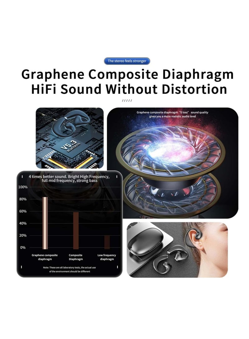 Furtey Open Ear Bluetooth Headphones Wireless Ear Clip Bone Conduction Headphones with Earhook Waterproof Bluetooth Earphones Built in Mic with Charging Case - Image 3