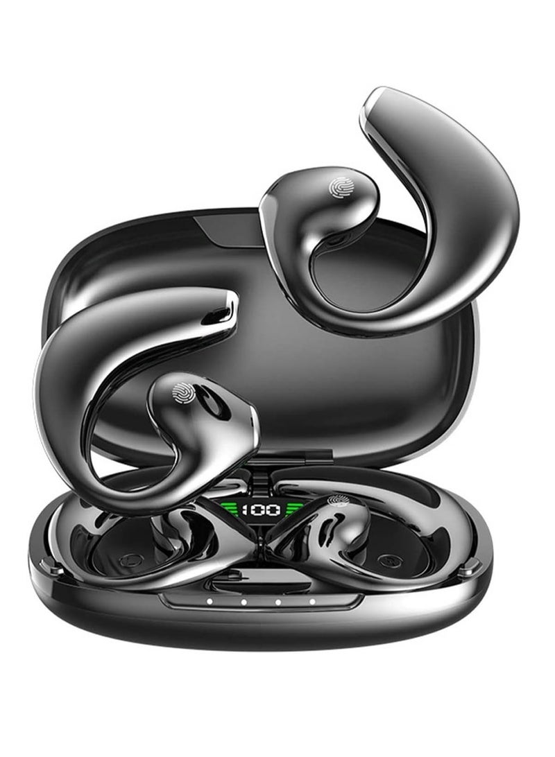 Furtey Open Ear Bluetooth Headphones Wireless Ear Clip Bone Conduction Headphones with Earhook Waterproof Bluetooth Earphones Built in Mic with Charging Case - Image 1
