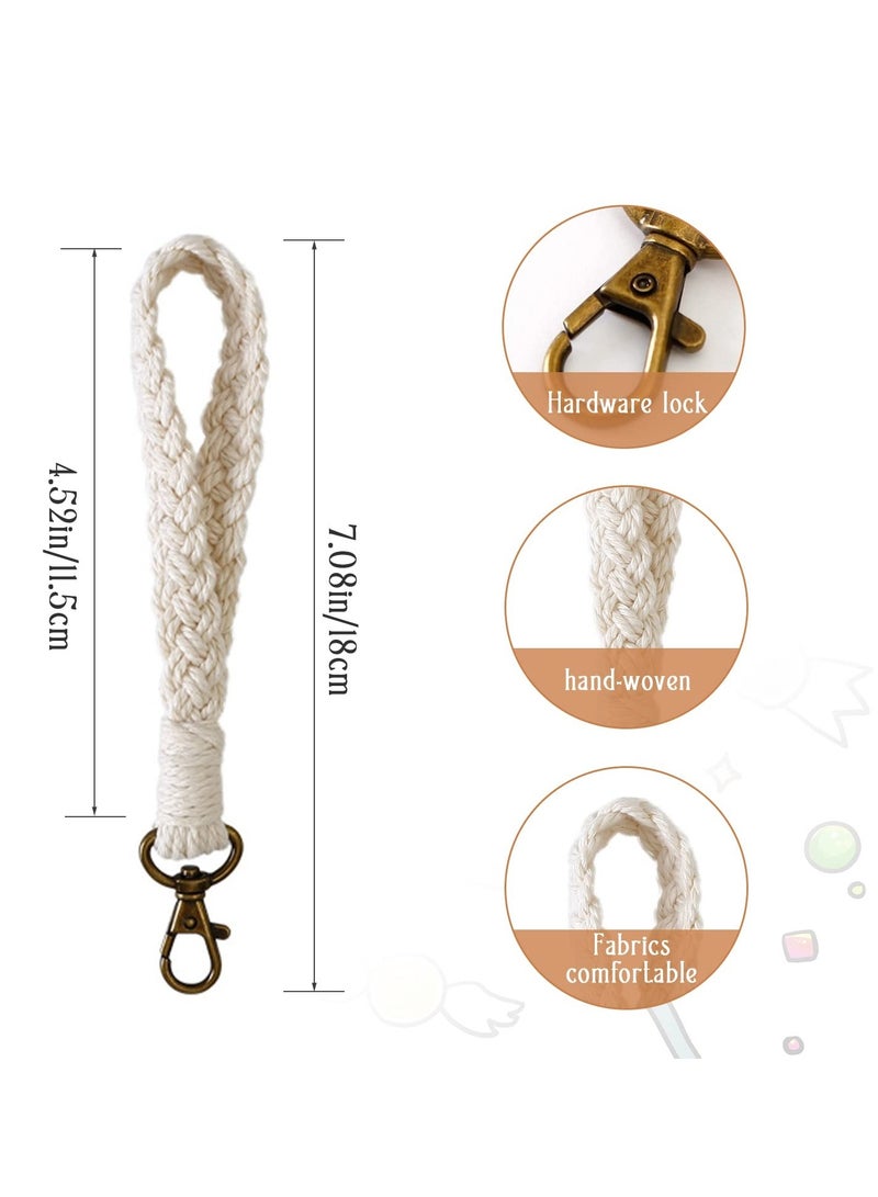 Excefore Boho Macrame Keychain, Bracelet Handmade, Wristlet Keychain Keyring Holder Wrist Lanyard for Women - Image 3