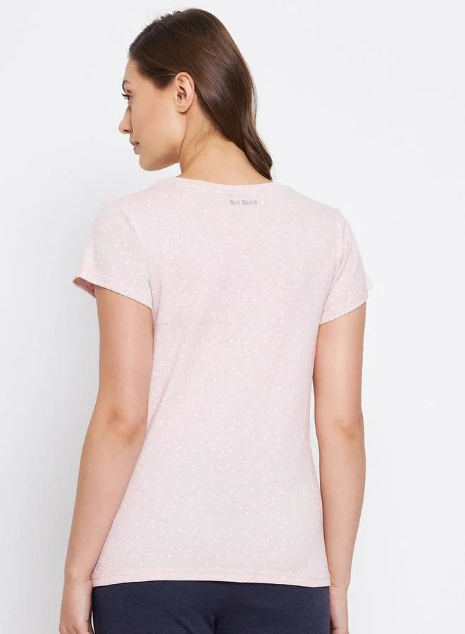 Take Two Take Two Light Pink Printed Short Sleeve T-Shirt