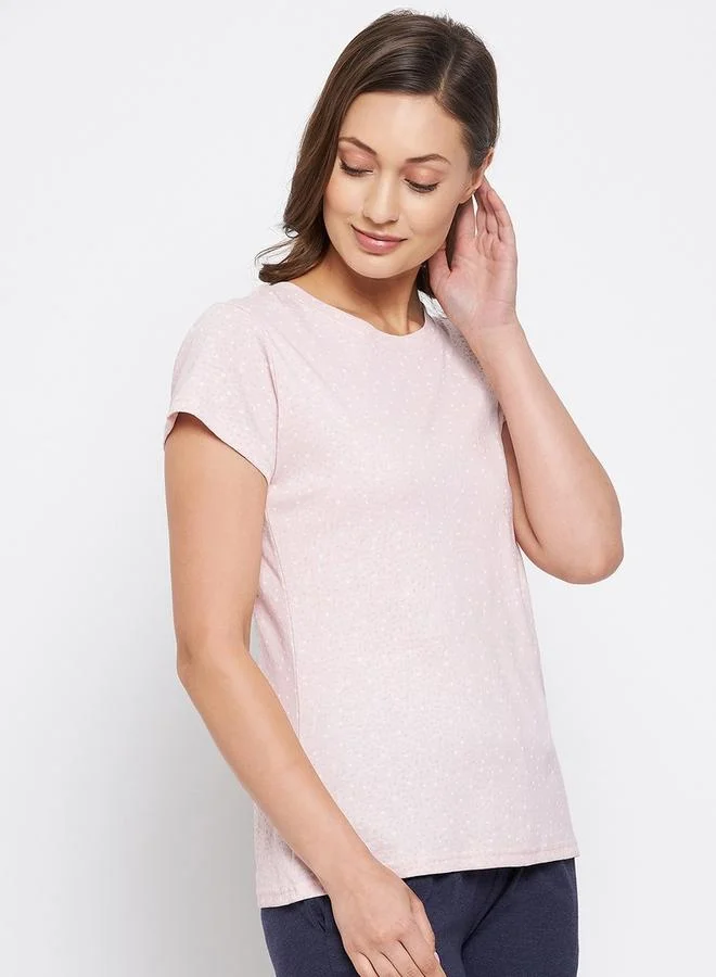 Take Two Take Two Light Pink Printed Short Sleeve T-Shirt
