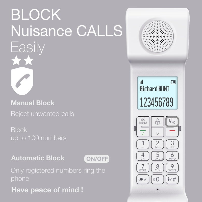 ALCATEL ePure Iconic - Cordless Phone DECT - Classic Design - Large Highly Legible GraphicDisplay - Handsfree - Call Barring - White - Image 4