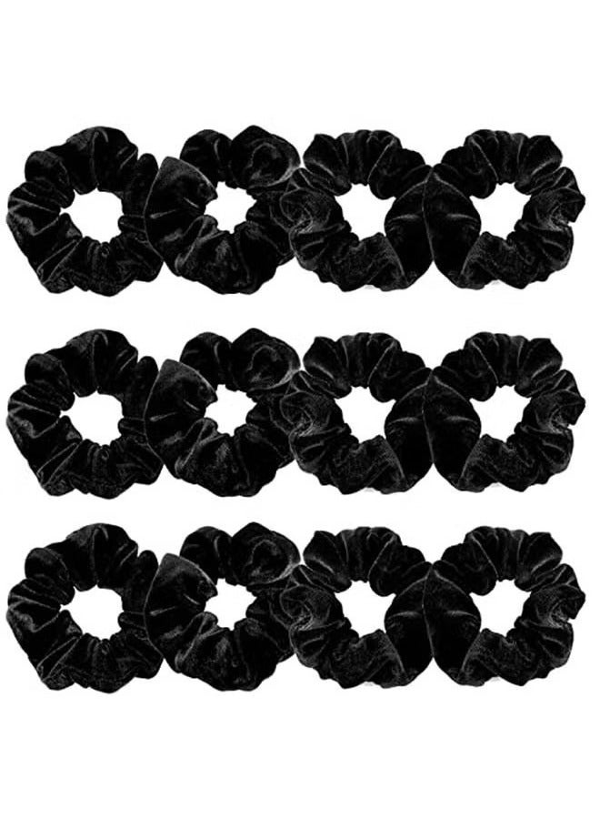 12-Piece Hair Scrunchie Set Black - Image 1