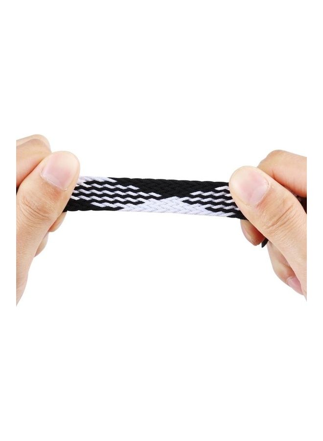 NIBEMINENT Plastic Buckle Mixed Colour Nylon Braided Single Loop Replacement Watchbands For Apple Watch Series 7/6/5/4/3/2/1/SE 45/44/42mm Checkered Black/White - Image 3