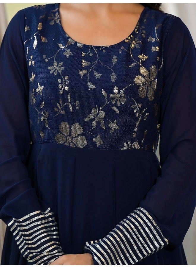 AKS Navy Blue Sequinned Maxi Dress  - Image 2