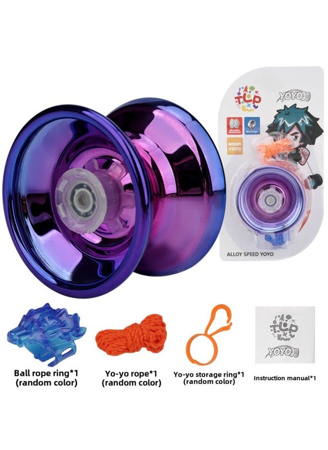 Generic - Special Alloy Yo-yo Yo Automatic Sleep Swing Dead Sleep Live Sleep YOYO Ball [send Gloves]]-Color:Purple Gradient Weighted Yo-yo (no Lights) + Hanging Ring - Image 1