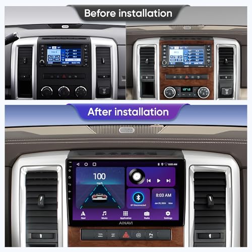 AINAVI 10 inch Touchscreen Car Stereo for Dodge Ram 1500 2500 3500 (2009-2012) Radio Replacement Kit Upgrade with Wireless CarPlay Android Auto DSP BT GPS Navigation(2GB+64GB) - Image 2