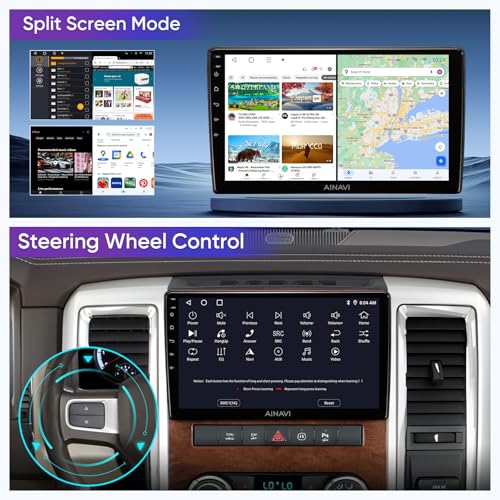 AINAVI 10 inch Touchscreen Car Stereo for Dodge Ram 1500 2500 3500 (2009-2012) Radio Replacement Kit Upgrade with Wireless CarPlay Android Auto DSP BT GPS Navigation(2GB+64GB) - Image 4