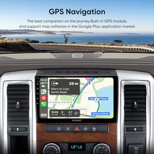 AINAVI 10 inch Touchscreen Car Stereo for Dodge Ram 1500 2500 3500 (2009-2012) Radio Replacement Kit Upgrade with Wireless CarPlay Android Auto DSP BT GPS Navigation(2GB+64GB) - Image 3