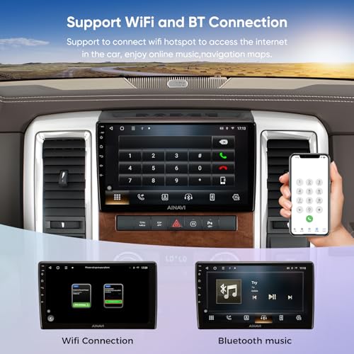 AINAVI 10 inch Touchscreen Car Stereo for Dodge Ram 1500 2500 3500 (2009-2012) Radio Replacement Kit Upgrade with Wireless CarPlay Android Auto DSP BT GPS Navigation(2GB+64GB) - Image 5