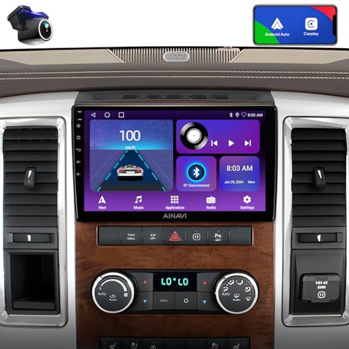 AINAVI 10 inch Touchscreen Car Stereo for Dodge Ram 1500 2500 3500 (2009-2012) Radio Replacement Kit Upgrade with Wireless CarPlay Android Auto DSP BT GPS Navigation(2GB+64GB) - Image 1