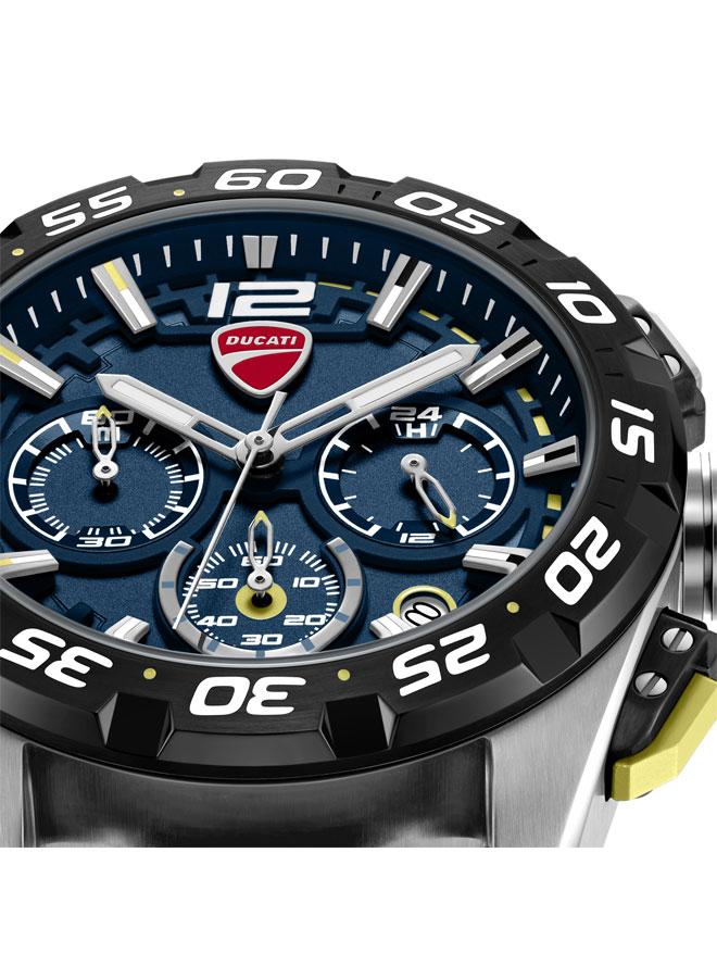 Ducati DT012 Blue Dial Black Silicone-Nylon Strap Chronograph Watch for Men - 42mm - Image 4