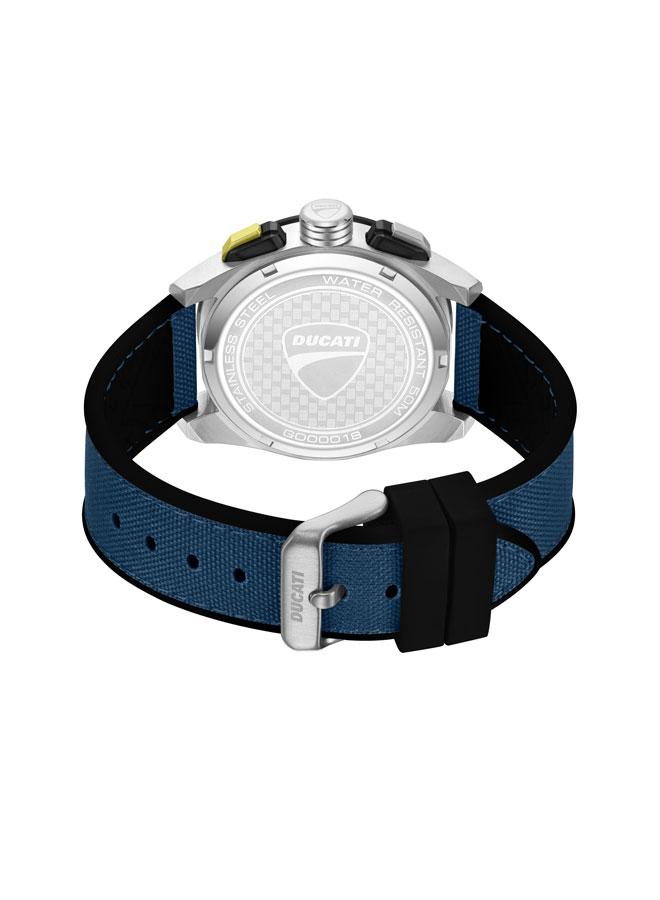 Ducati DT012 Blue Dial Black Silicone-Nylon Strap Chronograph Watch for Men - 42mm - Image 3