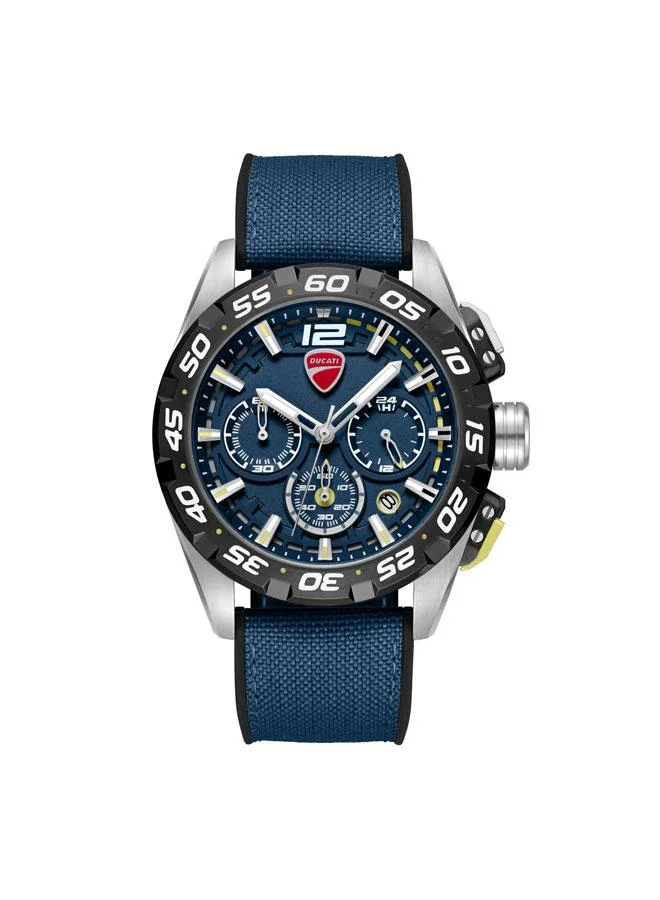 Ducati DT012 Blue Dial Black Silicone-Nylon Strap Chronograph Watch for Men - 42mm
