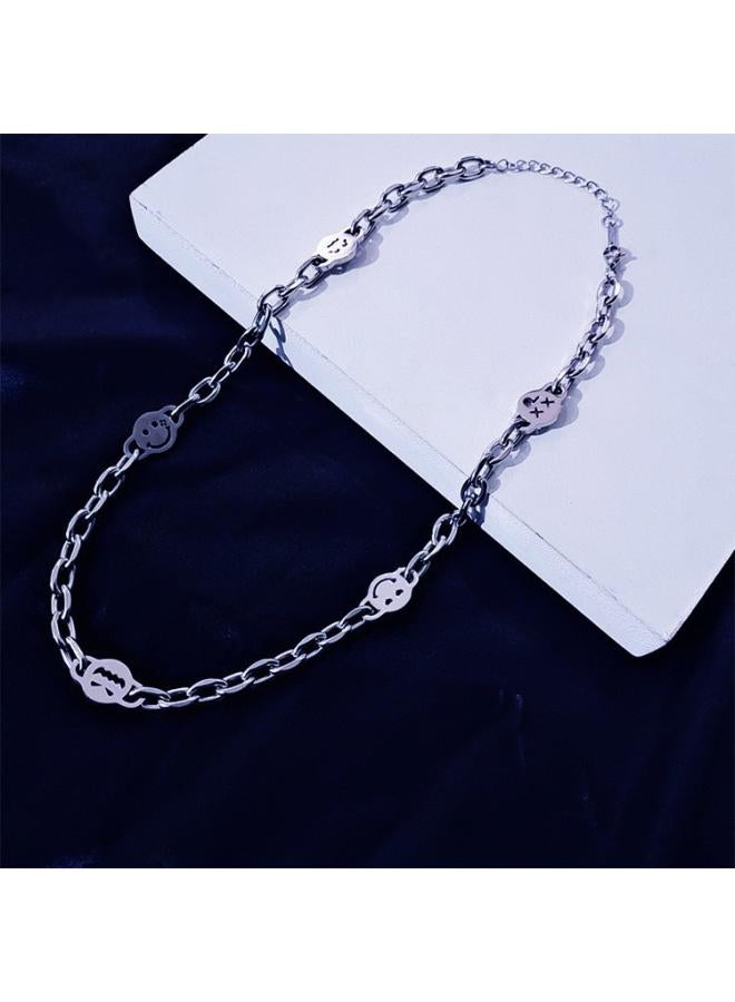 Trendy Rotating Smiley Face Necklace Hip Hop Pendant Flip Expression Artistic Men And Women Trendy Mood Necklace Rotating Smiley Face