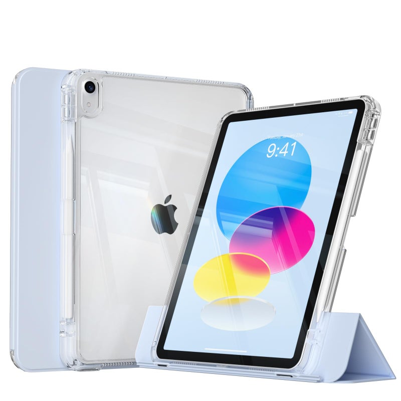 KenKe Case for iPad 11-Inch A16 11th Generation & iPad 10.9" 10th Generation(2025/2022) with Pencil Holder, Detachable 2 in 1 Sliding Removable Cover with Clear Hard Back, Auto Wake/Sleep, Sky Blue - Image 1