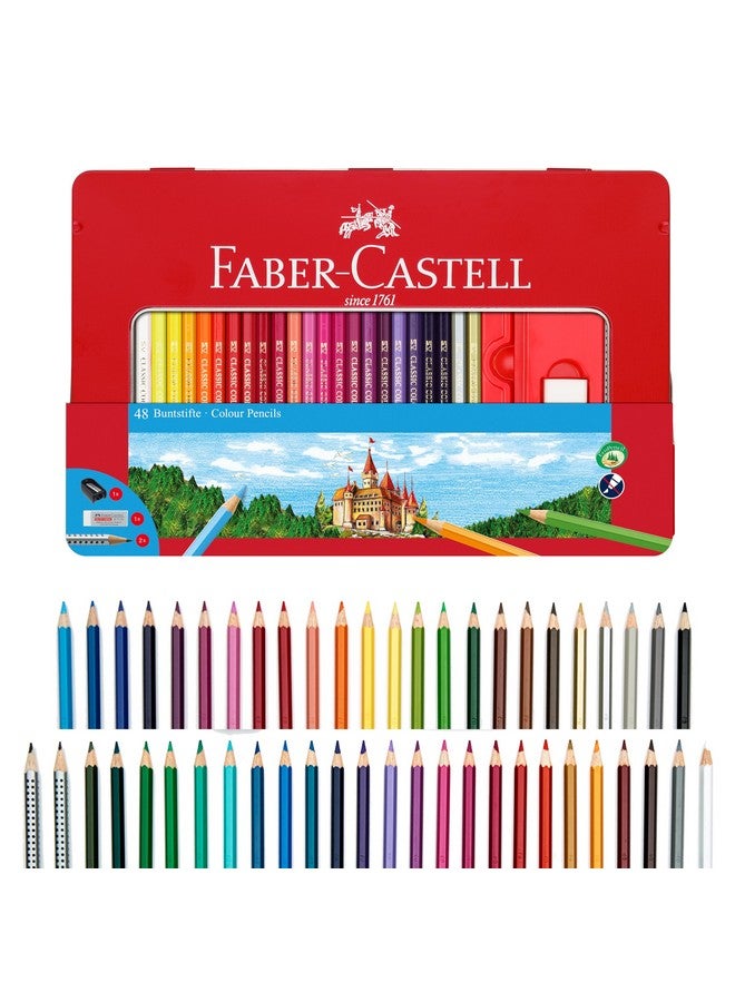 FABER-CASTELL Faber-Castell Classic Colored Pencils Tin Set, 48 Vibrant Colors In Sturdy Metal Case  - Image 1