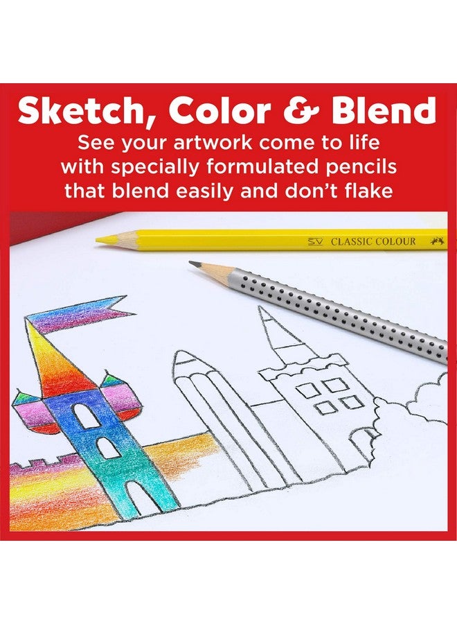 FABER-CASTELL Faber-Castell Classic Colored Pencils Tin Set, 48 Vibrant Colors In Sturdy Metal Case  - Image 4