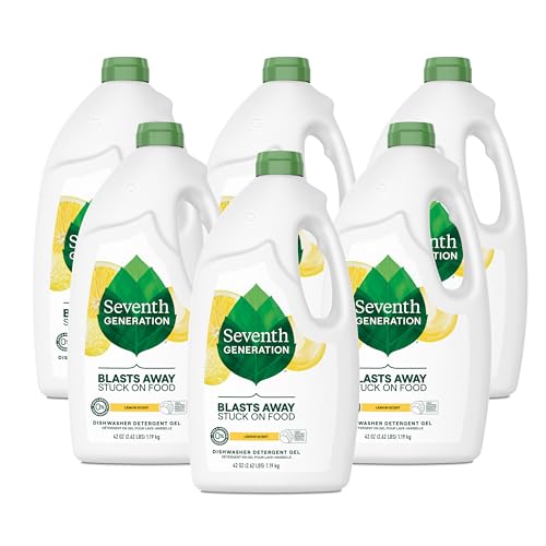 Seventh Generation Dishwasher Detergent Gel Liquid Soap Lemon Scent Dish Detergent 42 oz, Pack of 6 - Image 1