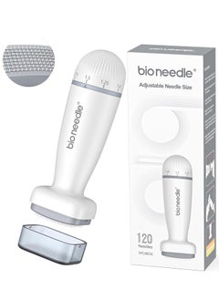 Adjustable 0-2mm 120 Pins Derma Stamp Microneedling Pen Microneedle Stamp For Hair, Beard Growth, Shrink Pores, Brighten Skin Tone