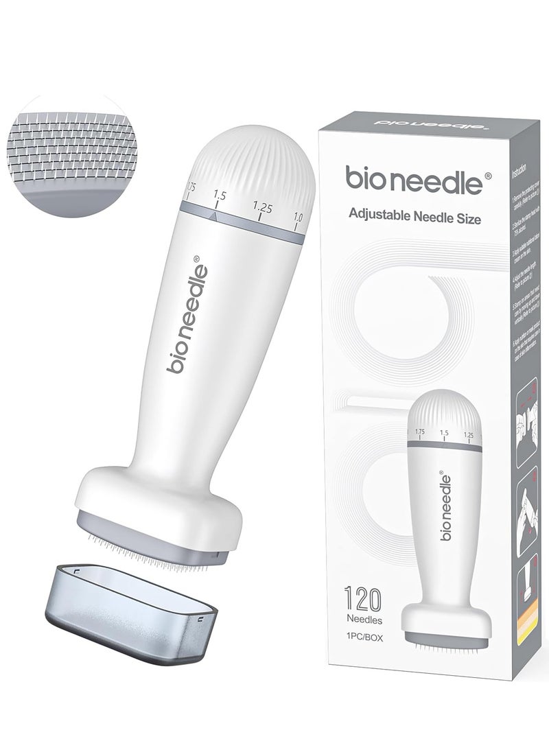 bio needle - Adjustable 0-2mm 120 Pins Derma Stamp Microneedling Pen Microneedle Stamp For Hair, Beard Growth, Shrink Pores, Brighten Skin Tone - Image 1