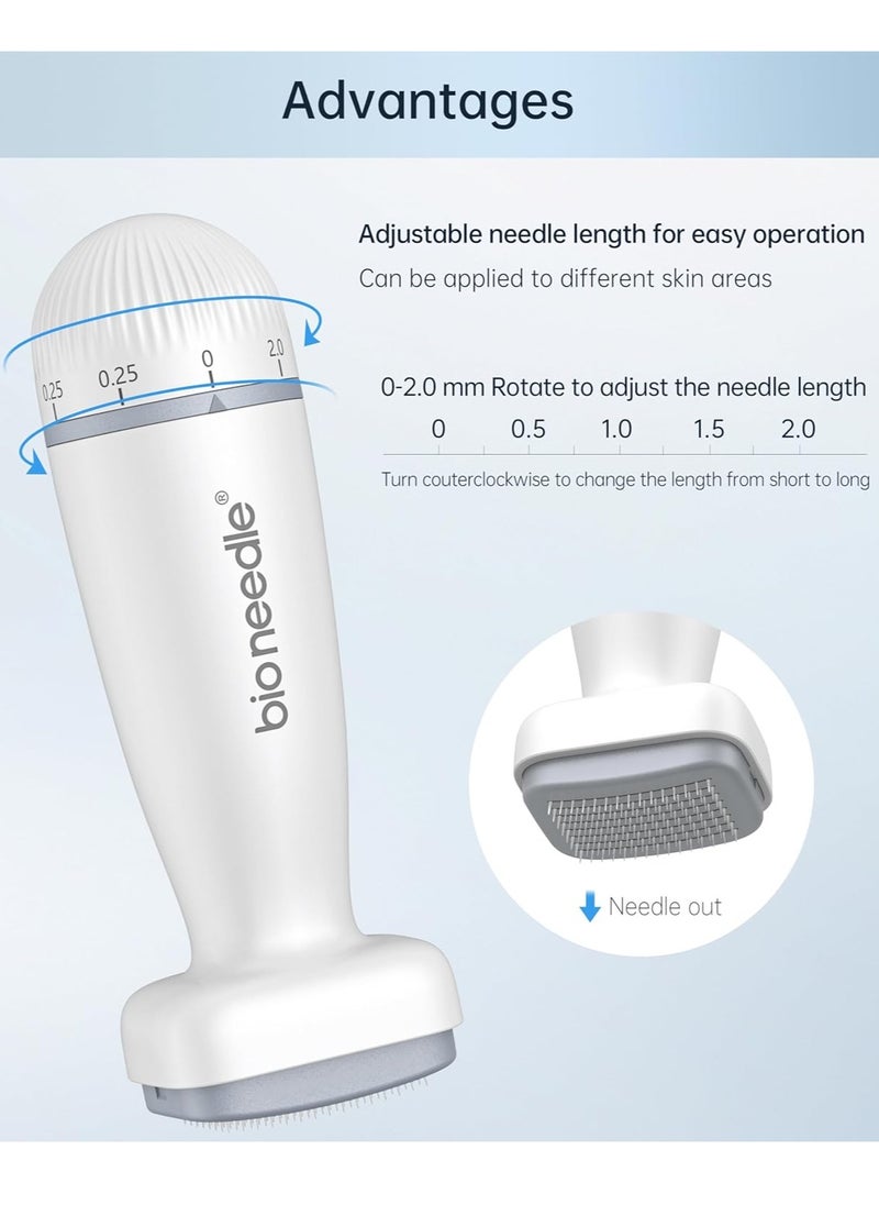 bio needle - Adjustable 0-2mm 120 Pins Derma Stamp Microneedling Pen Microneedle Stamp For Hair, Beard Growth, Shrink Pores, Brighten Skin Tone - Image 1