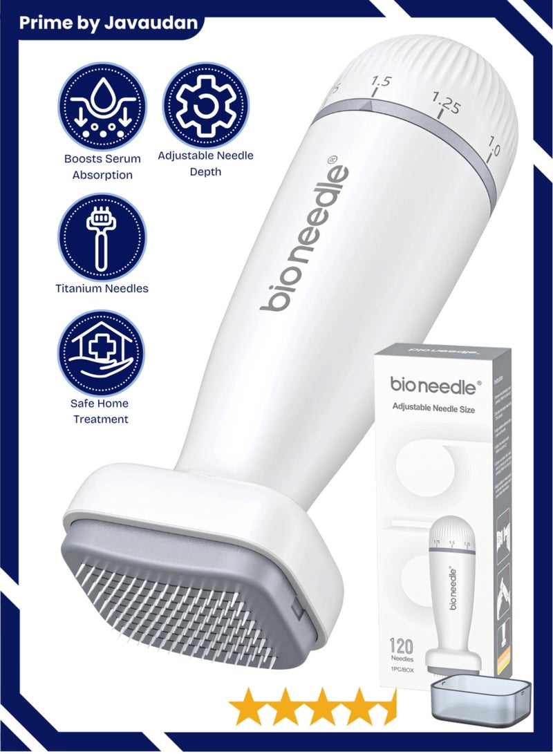 bio needle Adjustable 0-2mm 120 Pins Derma Stamp Microneedling Pen Microneedle Stamp For Hair, Beard Growth, Shrink Pores, Brighten Skin Tone - Image 1