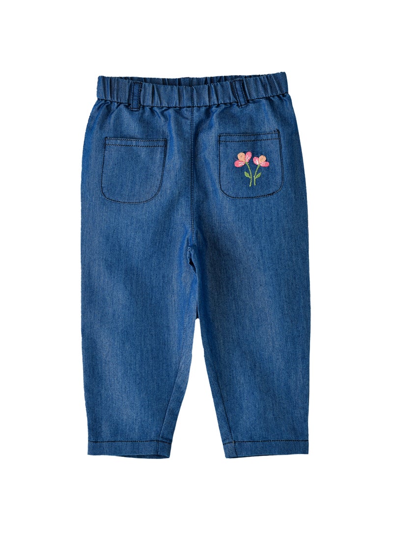 Jelliene Girls' Embroidered Denim Pants  - Image 1