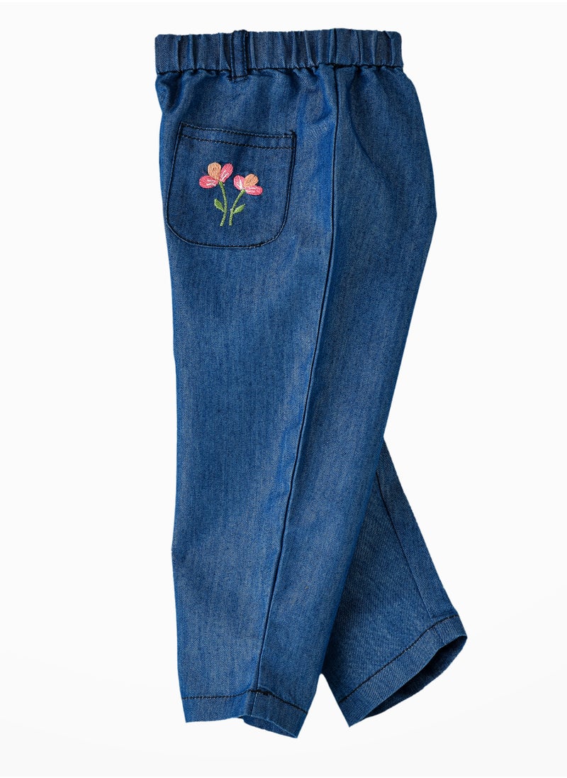 Jelliene Girls' Embroidered Denim Pants  - Image 3