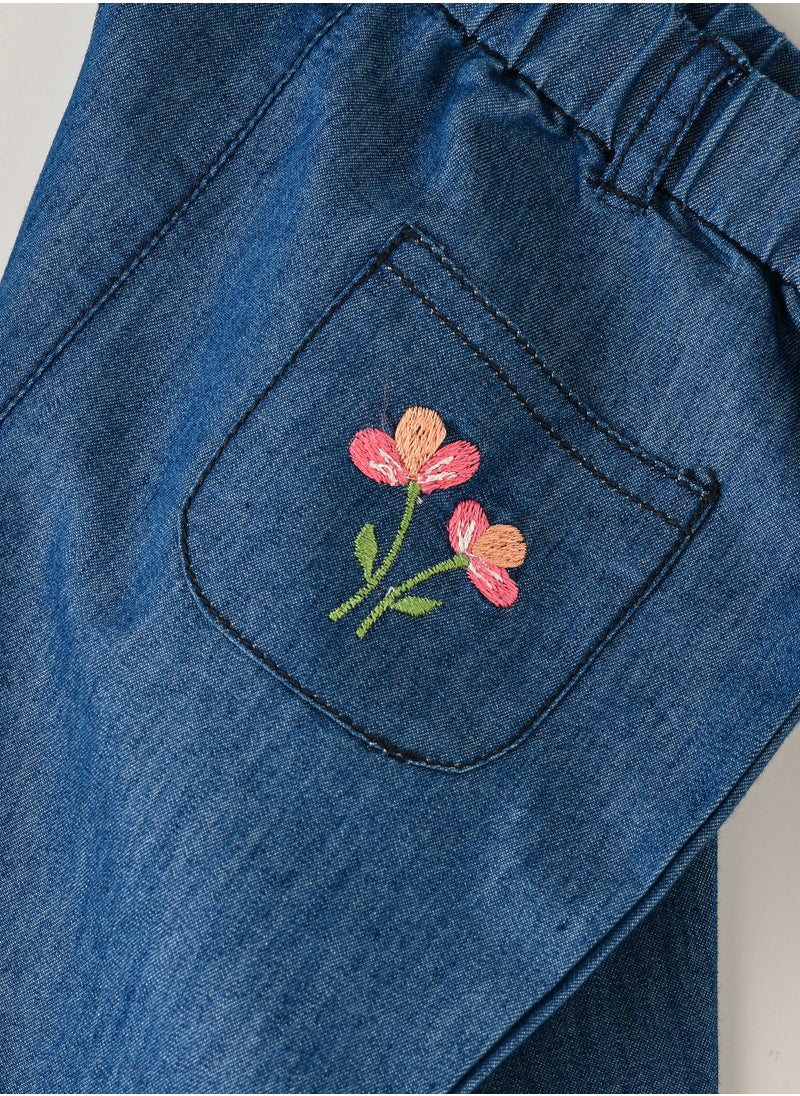 Jelliene Girls' Embroidered Denim Pants  - Image 4