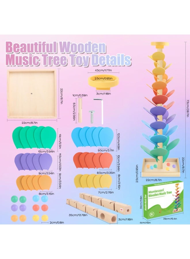 Wooden Marble Run Music Tree Montessori Toys for Kids 3+ Years Old Marble Ball Run Learning Game Wood Color Sorting Toys for 4-8 Boys and Girls Birthday - Image 3