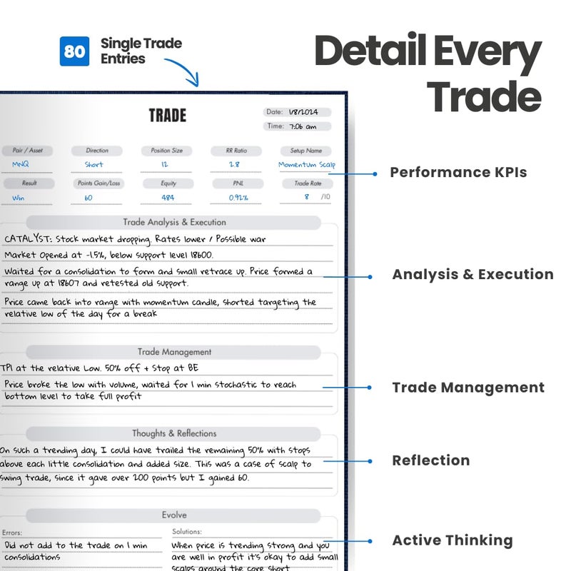 4X Trading Journal for Day Traders | Trade Log Book for Stocks, Forex, Options, Crypto | 12 Week Plan with 80 Trades | Trading Accessories | Neuroscience Based with Guided Trading Plan | Traders Gift - Image 5
