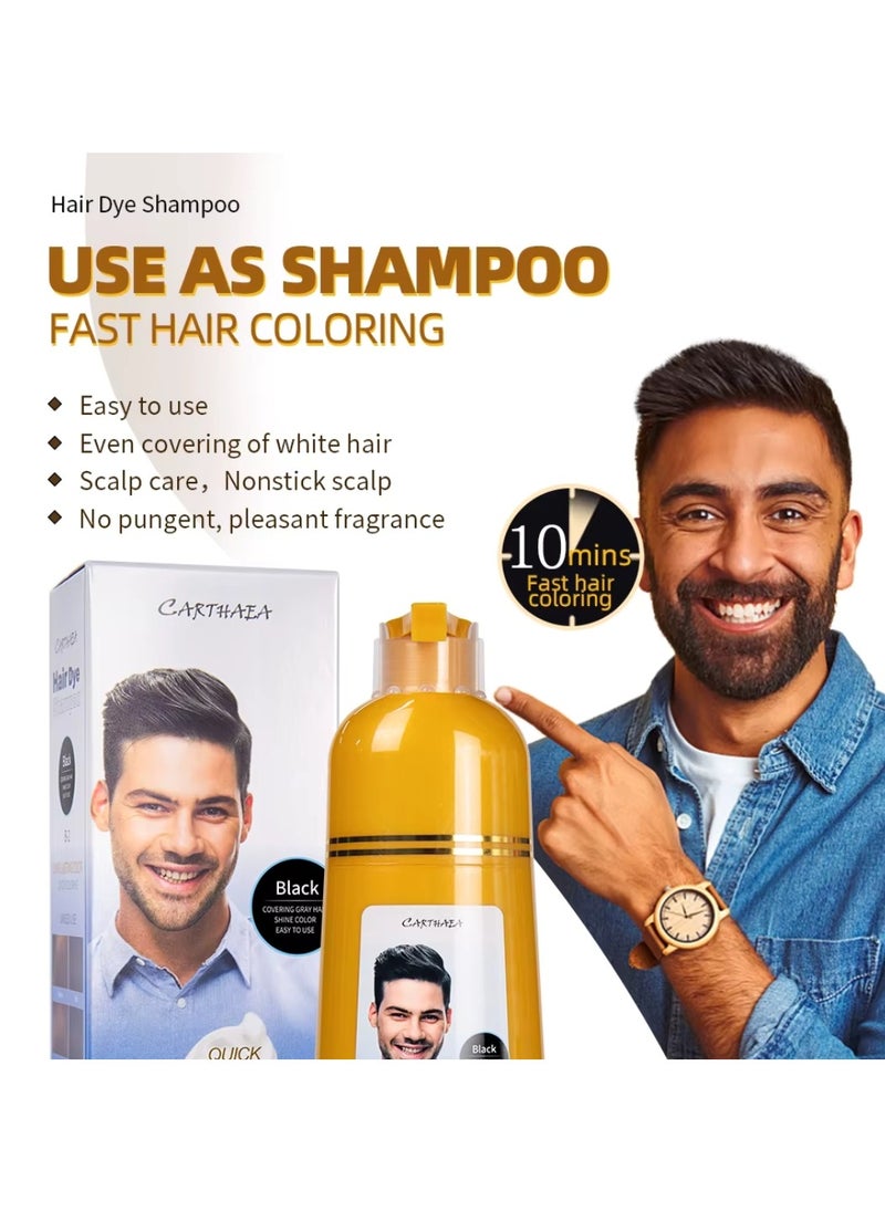 Carthaea - 500ml Black Hair Dye Shampoo Grey and White Hair Coverage Hair Color Shampoo for Women and Men Long Lasting Deeply Nourishing and Anti Hair Fall Hair Color Shampoo Herbal Hair Dye Shampoo - Image 1