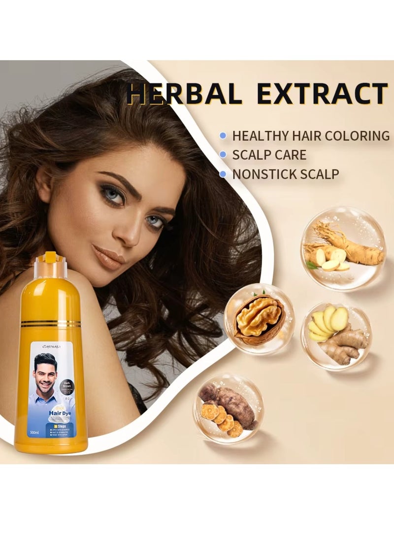 Carthaea - 500ml Black Hair Dye Shampoo Grey and White Hair Coverage Hair Color Shampoo for Women and Men Long Lasting Deeply Nourishing and Anti Hair Fall Hair Color Shampoo Herbal Hair Dye Shampoo - Image 1